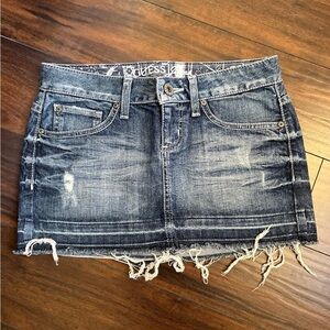 GUESS Distressed Denim Mini Skirt